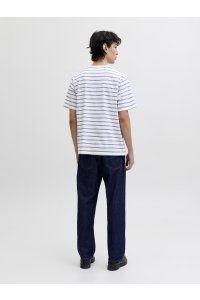 Jack and Jones JORNORREBRO STRIPE TEE SS CN LN cloud dancer