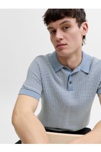 Jack and Jones JPRBLUKINGSLEY KNIT POLO SS LN ashley blue/twist