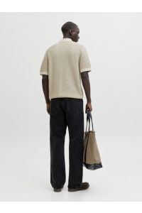 Jack and Jones JPRBLUKINGSLEY KNIT POLO SS LN whitecap gray/twist