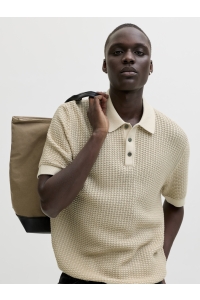 Jack and Jones JPRBLUKINGSLEY KNIT POLO SS LN whitecap gray/twist