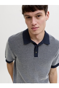 Jack and Jones JPRBLUKINGSLEY KNIT POLO SS LN sky captain/twist