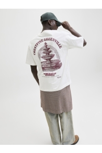 Jack and Jones JORMAINE BACK TEE SS CREW NECK SN cloud dancer