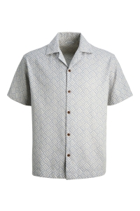 Jack and Jones JPRBLUWINSON PRINT DOBBY S/S SHIRT : ashley blue/relaxfit