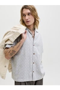 Jack and Jones JPRBLUWINSON PRINT DOBBY S/S SHIRT : ashley blue/relaxfit