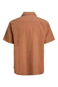 Jack and Jones JPRBLUWINSON PRINT DOBBY S/S SHIRT : amber brown/relaxfit