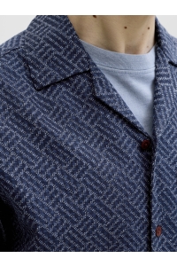 Jack and Jones JPRBLUWINSON PRINT DOBBY S/S SHIRT : pageant blue/relaxfit