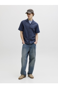 Jack and Jones JPRBLUWINSON PRINT DOBBY S/S SHIRT : pageant blue/relaxfit