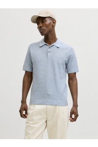 Jack and Jones JPRBLURILEY KNIT POLO SS SN ashley blue/twist