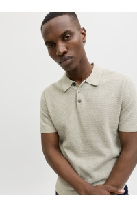 Jack and Jones JPRBLURILEY KNIT POLO SS SN mermaid/twist