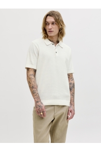 Jack and Jones JPRBLURILEY KNIT POLO SS SN cloud dancer