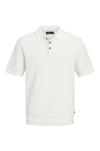 Jack and Jones JPRBLURILEY KNIT POLO SS SN cloud dancer
