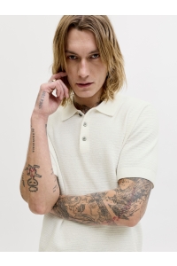 Jack and Jones JPRBLURILEY KNIT POLO SS SN cloud dancer