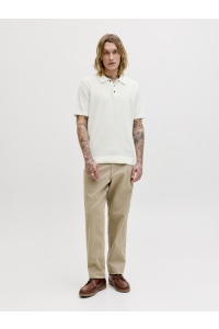 Jack and Jones JPRBLURILEY KNIT POLO SS SN cloud dancer