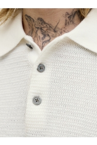 Jack and Jones JPRBLURILEY KNIT POLO SS SN cloud dancer
