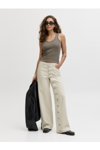 Jack and Jones JXZOE ELLA WIDE DETAIL HW PANT PNT ecru