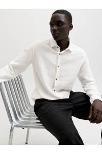 Jack and Jones JPRBLAPARKER LINEN BLEND L/S SHIRT cloud dancer