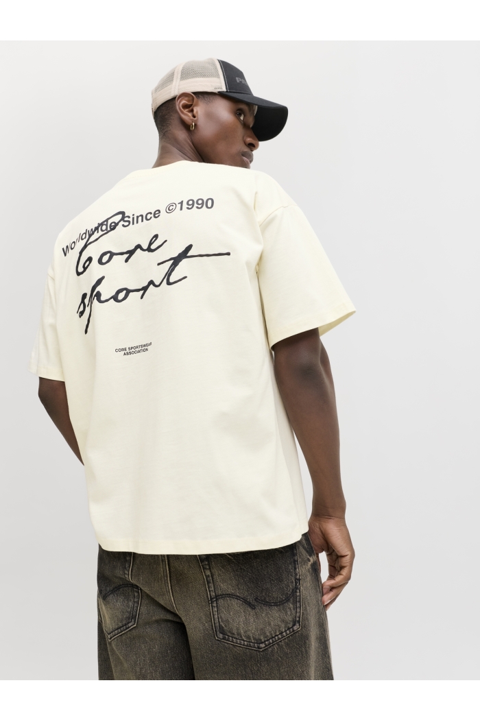 Jack and Jones JCODUST SCRIPT BACK TEE SS CREW NEC: sweet corn