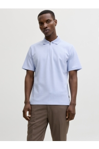 Jack and Jones JPRBLAETHAN SS ZIP POLO SN chambray blue