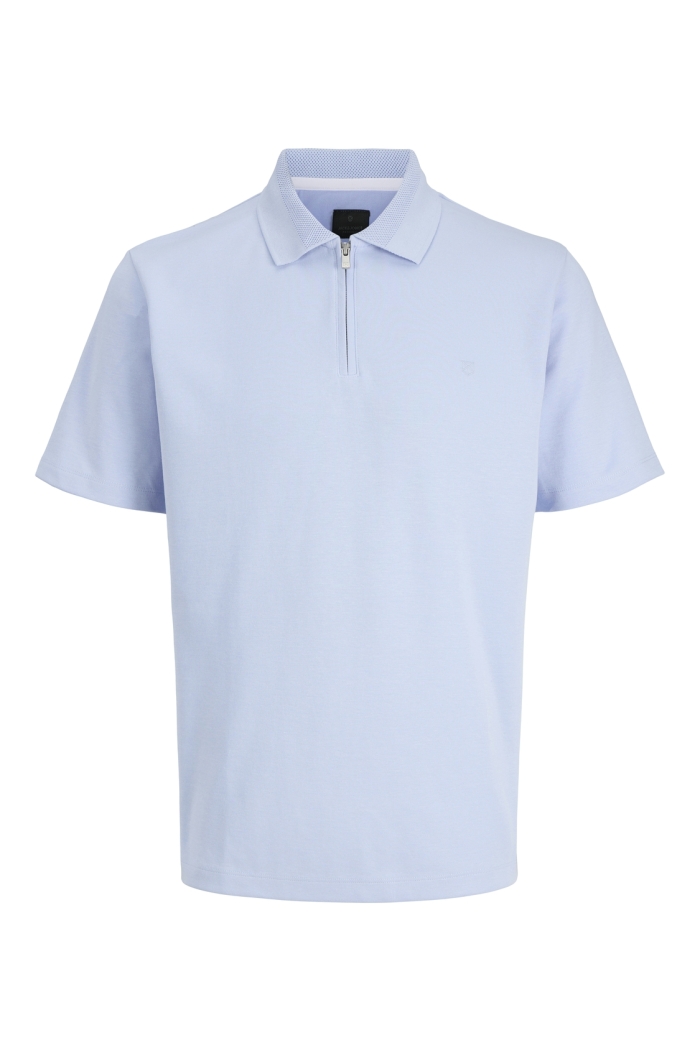 Jack and Jones JPRBLAETHAN SS ZIP POLO SN chambray blue