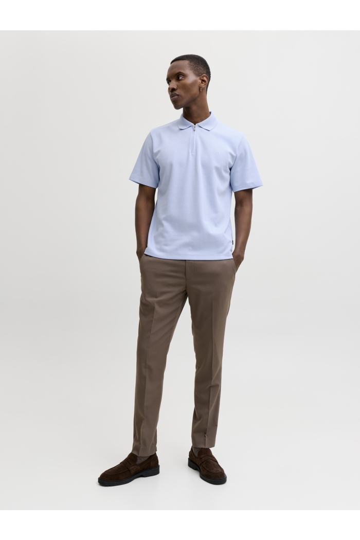 Jack and Jones JPRBLAETHAN SS ZIP POLO SN chambray blue