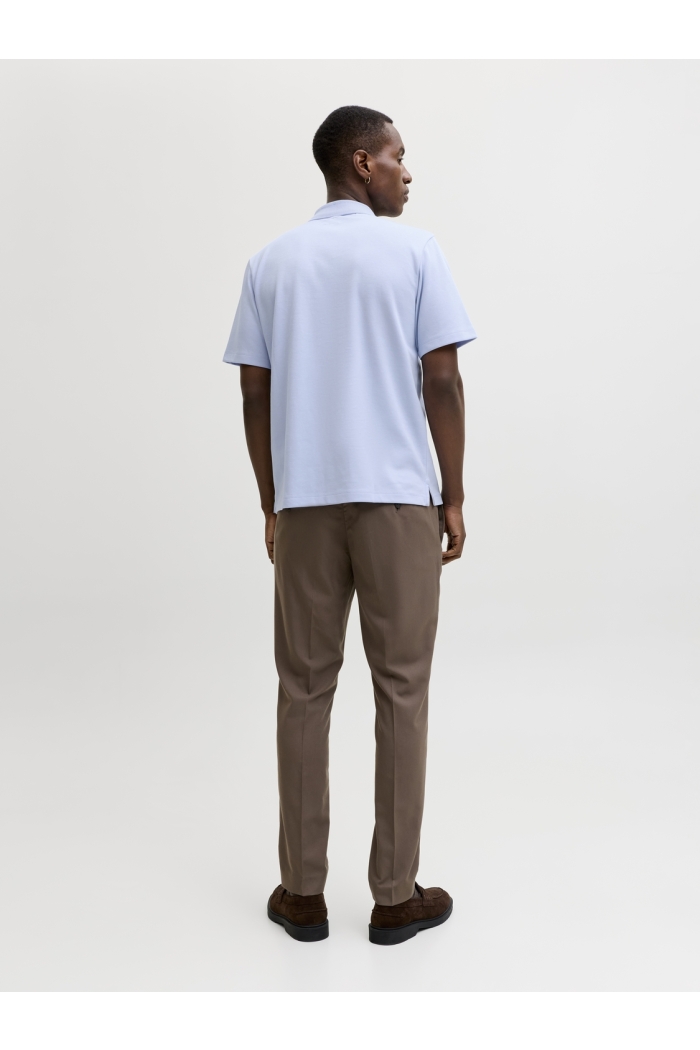 Jack and Jones JPRBLAETHAN SS ZIP POLO SN chambray blue