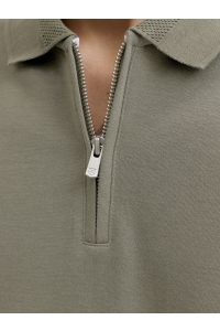 Jack and Jones JPRBLAETHAN SS ZIP POLO SN smokey olive