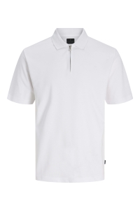 Jack and Jones JPRBLAETHAN SS ZIP POLO SN bright white