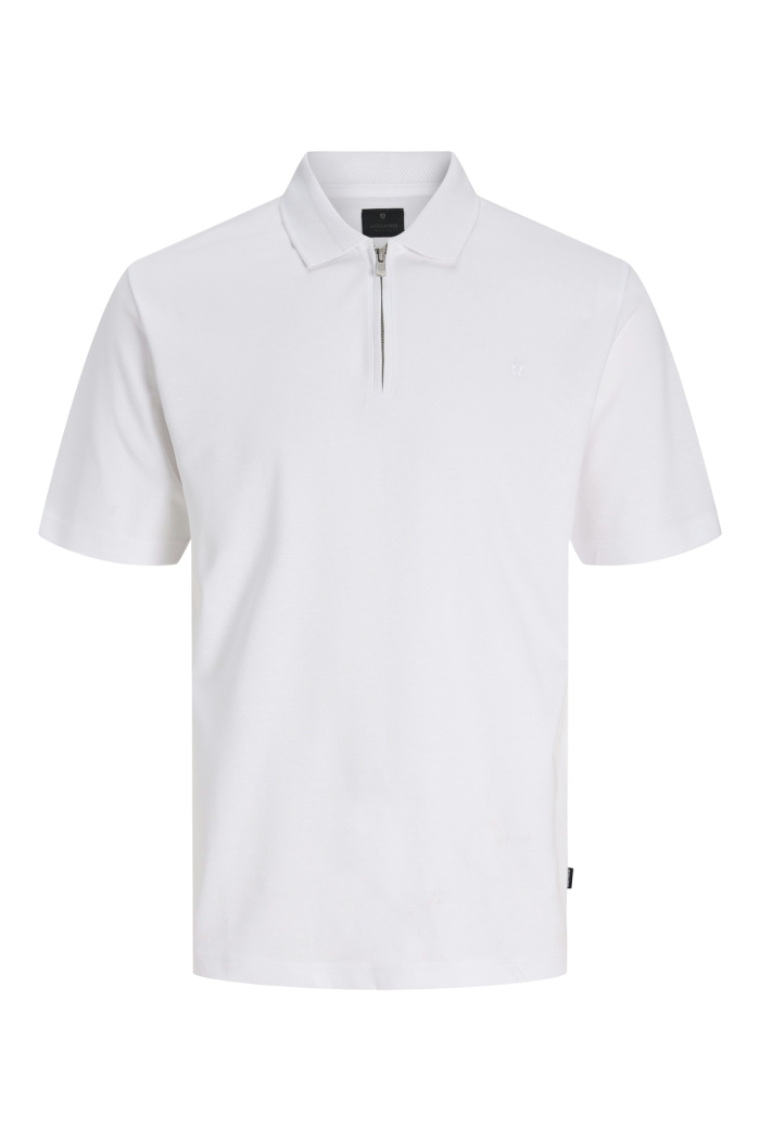 Jack and Jones JPRBLAETHAN SS ZIP POLO SN bright white