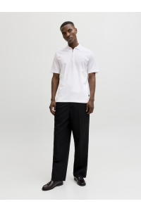 Jack and Jones JPRBLAETHAN SS ZIP POLO SN bright white