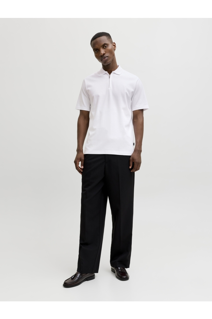 Jack and Jones JPRBLAETHAN SS ZIP POLO SN bright white