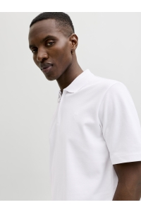 Jack and Jones JPRBLAETHAN SS ZIP POLO SN bright white