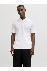 Jack and Jones JPRBLAETHAN SS ZIP POLO SN bright white