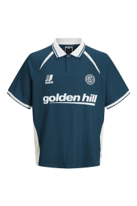 JACK&JONES ORIGINALS JCOCLUB RIBBED FOOTBALL POLO SS poseidon