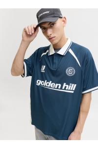 JACK&JONES ORIGINALS JCOCLUB RIBBED FOOTBALL POLO SS poseidon