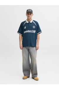 JACK&JONES ORIGINALS JCOCLUB RIBBED FOOTBALL POLO SS poseidon