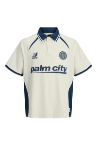 JACK&JONES ORIGINALS JCOCLUB RIBBED FOOTBALL POLO SS bright white