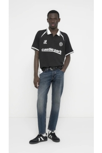 JACK&JONES ORIGINALS JCOCLUB RIBBED FOOTBALL POLO SS black