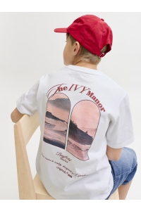 Jack and Jones boys JORMONTAUK PHOTO BACK TEE SS CN JNR bright white