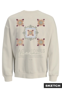 jack en jones boys JORBLEECKER AOP BOX SWEAT CREW NECK: antique white