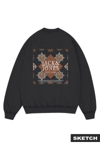 jack en jones boys JORBLEECKER AOP BOX SWEAT CREW NECK: black