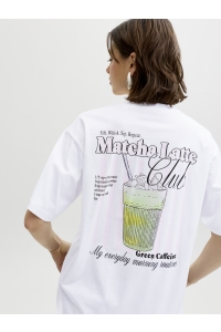 Jack and Jones JXLATTE SS LOOSE TEE JRS bright white/matcha latte