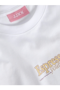 Jack and Jones JXLATTE SS LOOSE TEE JRS bright white/espresso
