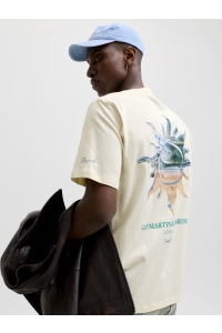 Jack and Jones JORHYERES BACK ELEMENT TEE SS CREW antique white