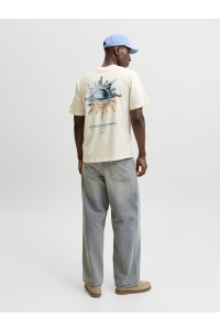 Jack and Jones JORHYERES BACK ELEMENT TEE SS CREW antique white