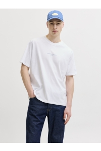 Jack and Jones JORHYERES BACK ELEMENT TEE SS CREW bright white