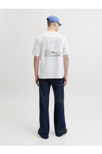Jack and Jones JORHYERES BACK ELEMENT TEE SS CREW bright white