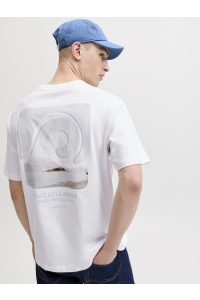 Jack and Jones JORHYERES BACK ELEMENT TEE SS CREW bright white