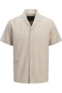Jack and Jones JPRBLARIVER LINEN BL. DOBBY SS SHIR: ancient scroll/stripes