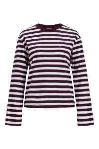 Jack and Jones JXSOPHIA BOXY LS STRIPE TEE JRS SN winetasting/vanilla ice / skyway