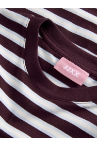 Jack and Jones JXSOPHIA BOXY LS STRIPE TEE JRS SN winetasting/vanilla ice / skyway
